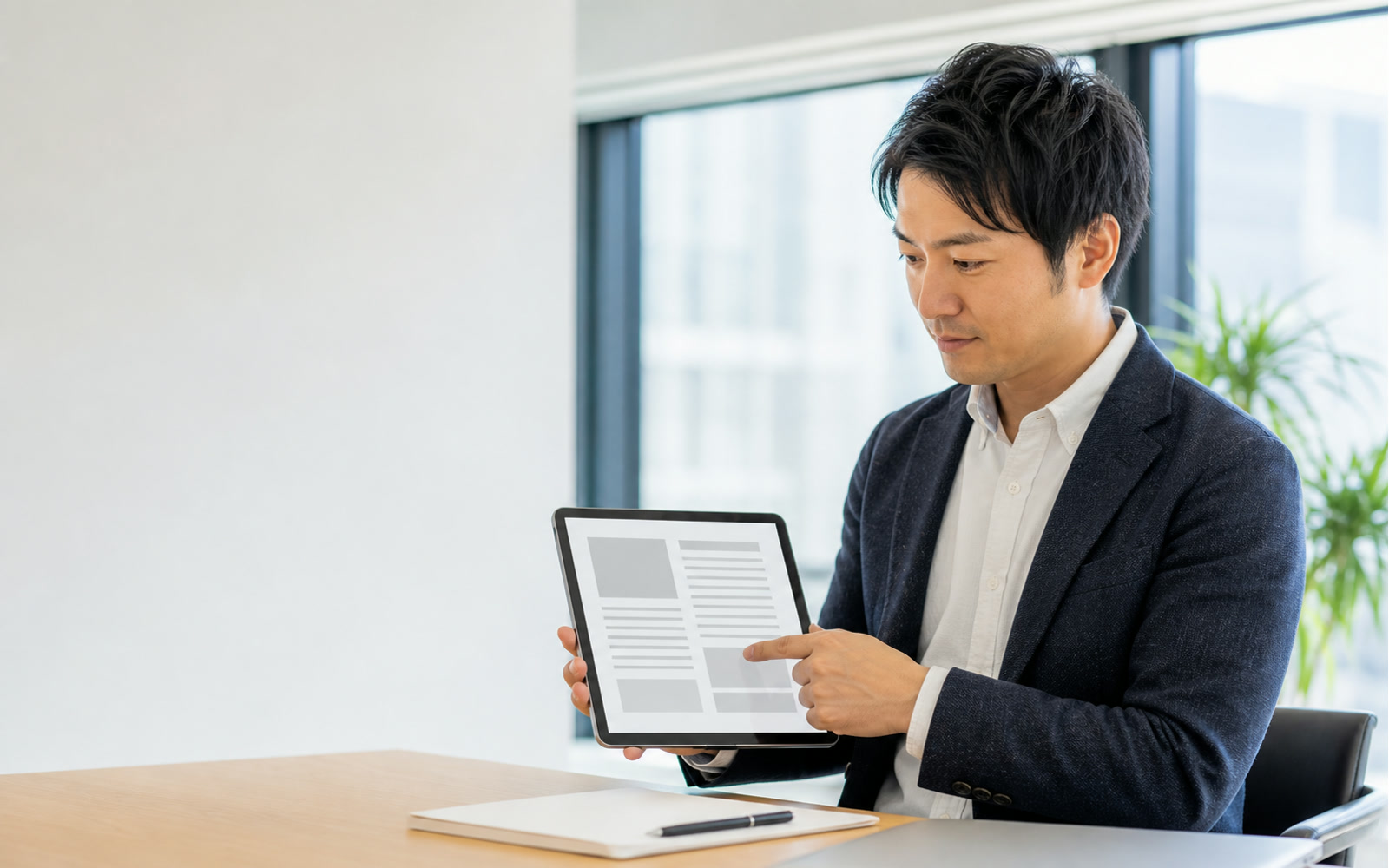 ノートPCやタブレットでPDFを編集するビジネスパーソン